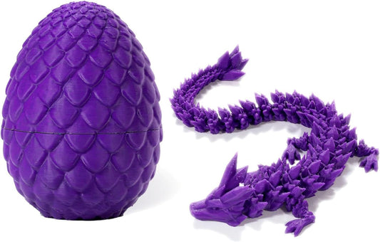 3D Printed Dragon in Egg, Full Articulated Dragon Crystal Dragon with Dragon Egg， Home Office Decor Executive Desk Toys, Adults Fidget Toys for Autism ADHD，3D Printed Gift
