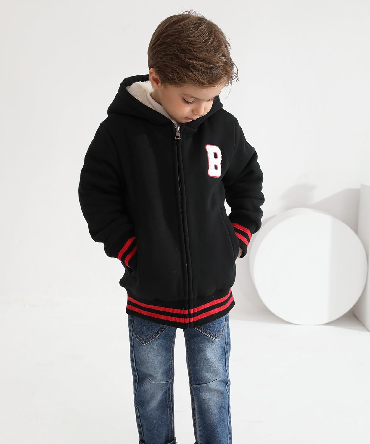 Bumeex Kids Boy's Girl's Sherpa Fleece Lined Jacket Spring Fall Winter Zip up Sweatshirt Hoodie 2-14Y(Toddler/Kid)