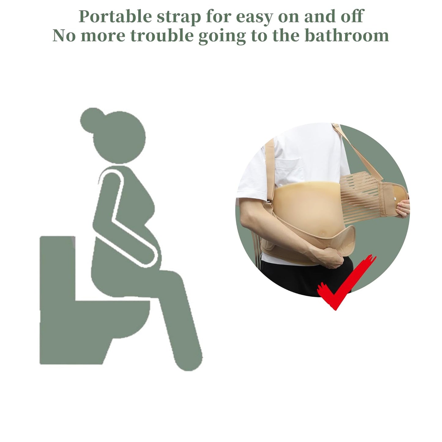 Pregnancy Belly Band, Shoulder Strap Belly Support Brace, Pregnancy Support Belt, Lightweight Abdominal Binder, for Abdomen, Flesh Color, Small, 1 Set