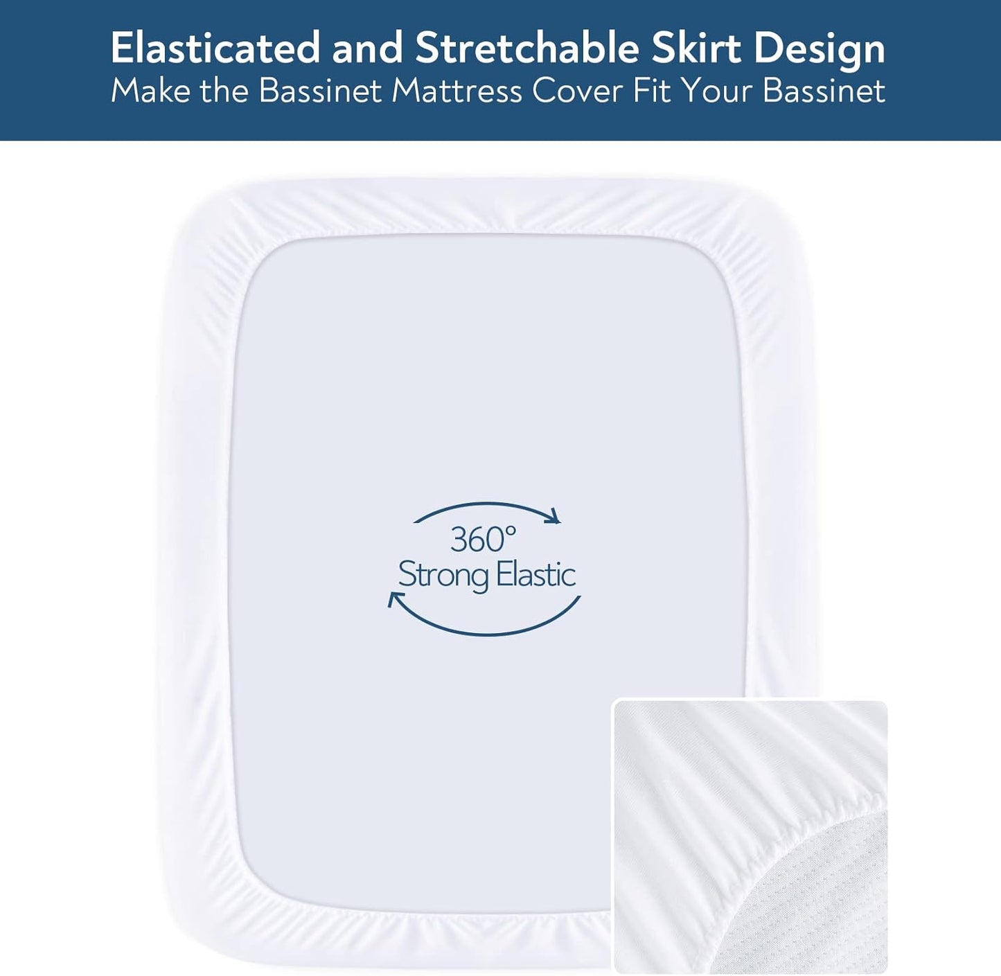 Waterproof Bassinet Mattress Pad Cover 28" x 23" - Fit for 4moms Breeze Plus Bassinet, 2 Pack Quilted Bedside Crib Mattress Protector, Cotton Terry Surface