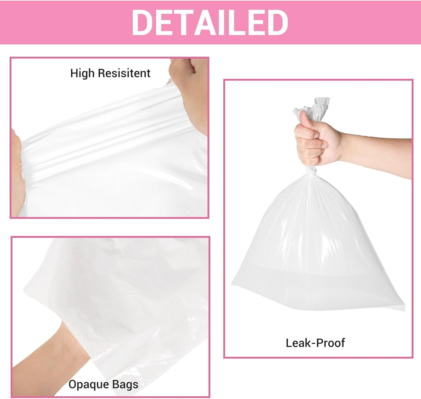Odor Sealing Baby Diaper Disposal Bags - L/90 Counts Unscented, Large Capcity Diaper Trash Sacks for Home, Travel & On-the-Go Use (Color:White)