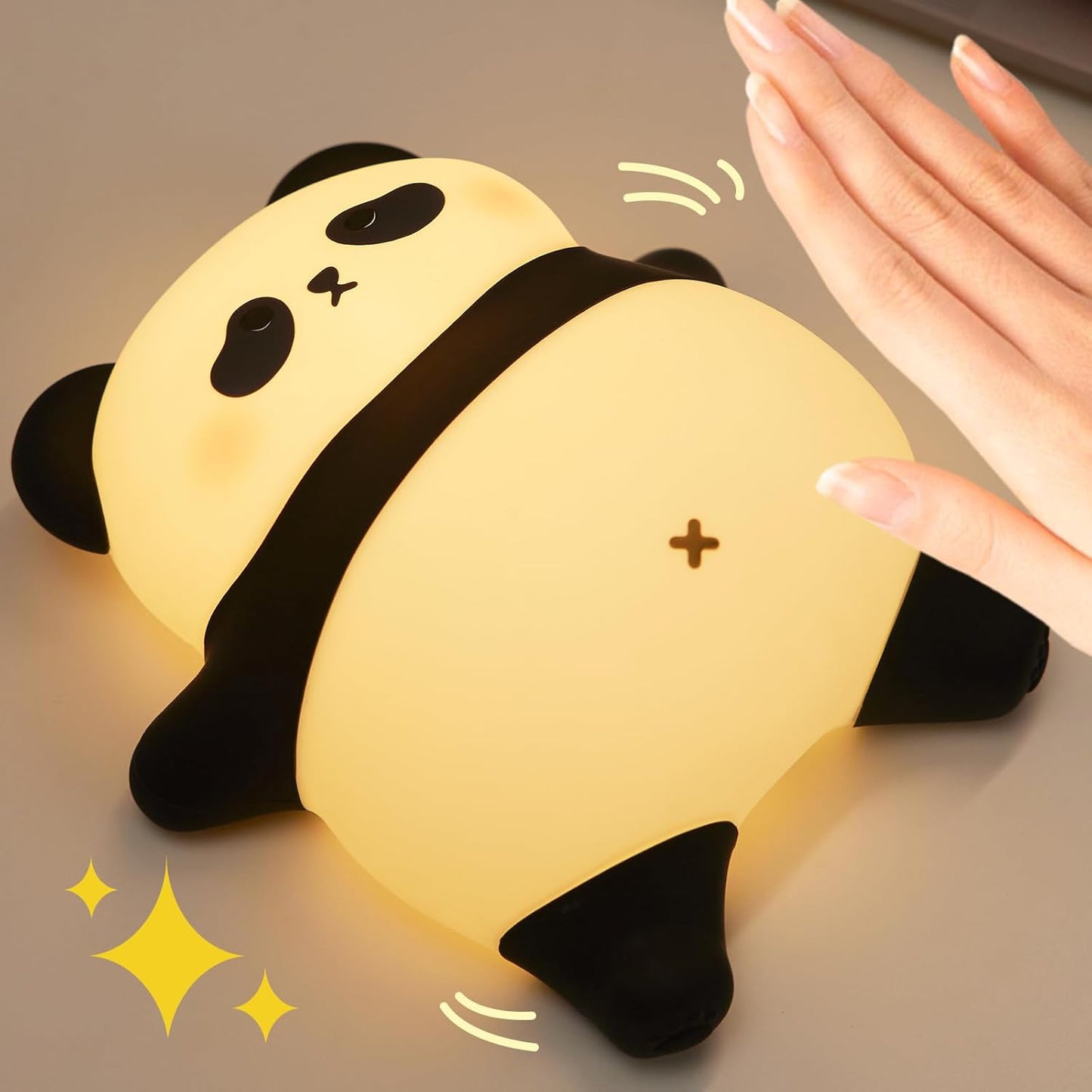 Voice Control Panda Night Light, 6 Colors 30-Minute Timer, Cute Animal Silicone Nursery Night Light Rechargeable Table Lamp Bedside Lamp with Touch Sensor for Baby Girls Women Bedrooms, Living Room