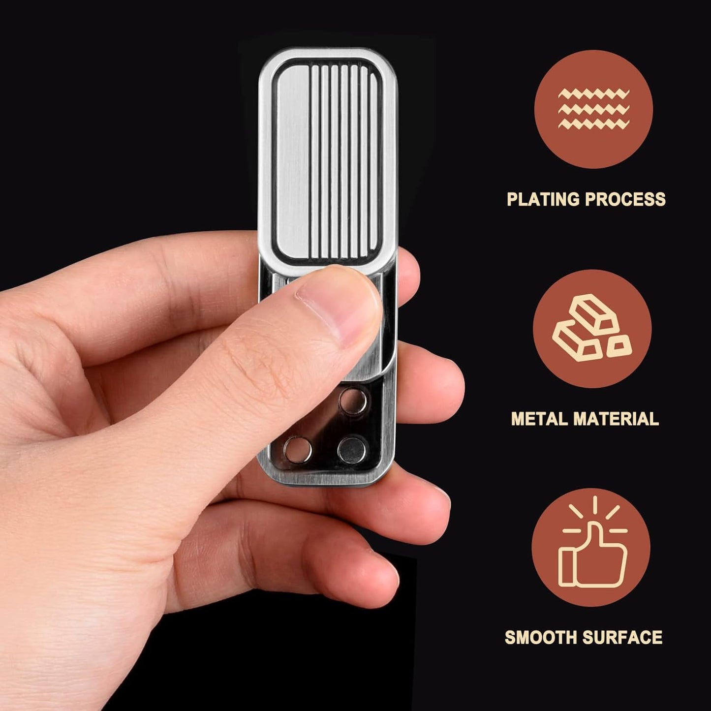 EDC Metal Fidget Slider Toys- Stress Relief EDC Fidget Slider Casual Metal Adult's Hand Toys Office Desk Toys Gifts Stress Toys for Adults(RE-Silver)