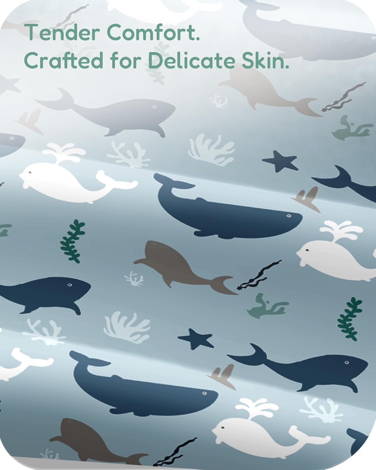 Baby Crib Sheets for Standard Crib Mattress - Navy Whale+Blue, Ultra Soft Jersey Knit, Breathable and Cozy, Fits 28''x52''x9'' Deep Pocket