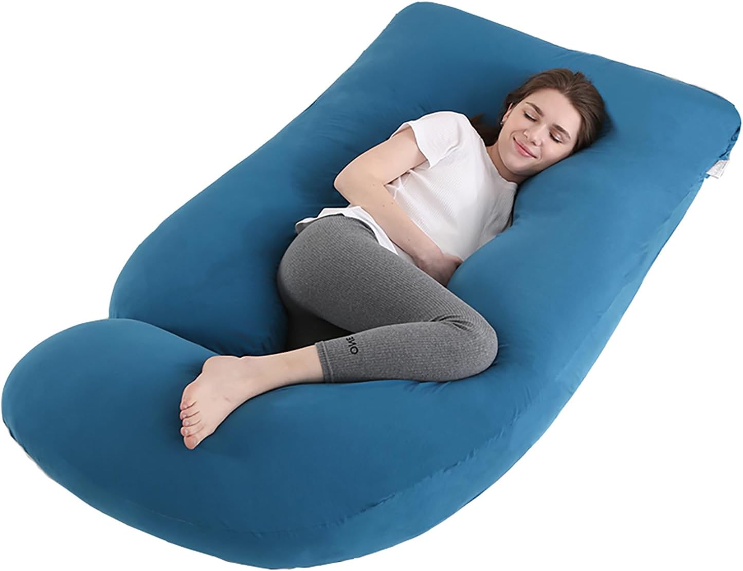 Pregnancy Pillow J-Shaped Full Body Pillow,59 inch with Jersey Cover Easy to Remove and Wash, Support Pregnant Women's Backs Legs and HIPS, Improve Sleep,Pregnancy Pillow for Women ，Dark Blue