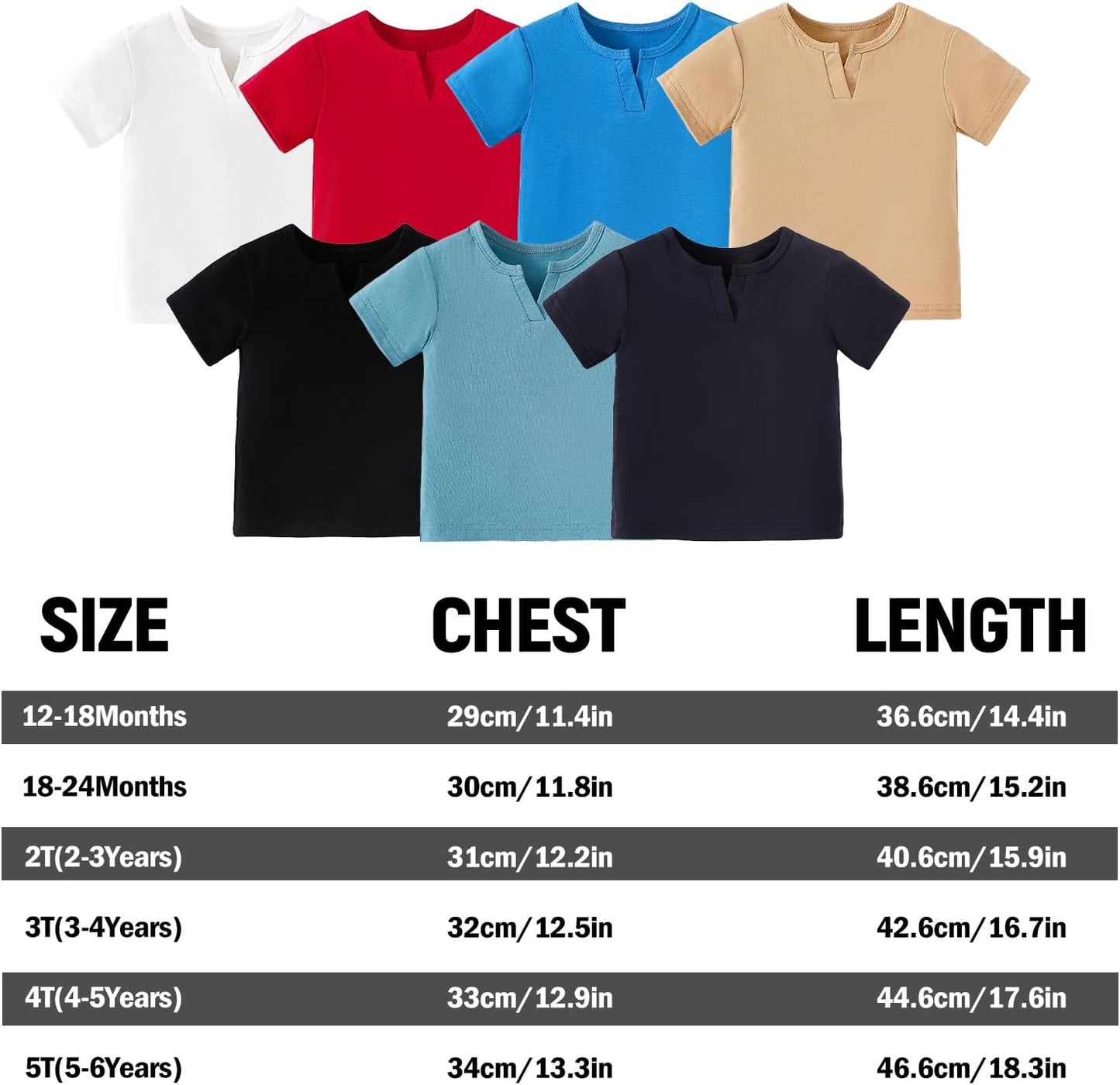 OPAWO Toddler Boy Shirts 3 Pack, V-Neck Short Sleeve Toddler Tshirts, Blank Baby Tee Shirts Summer Tops 12 Months-5T