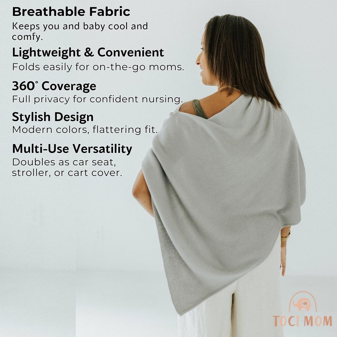Breathable Nursing Cover Poncho – Stylish Multi-Use Breastfeeding Scarf, Car Seat Cover & Baby Blanket for Modern Moms