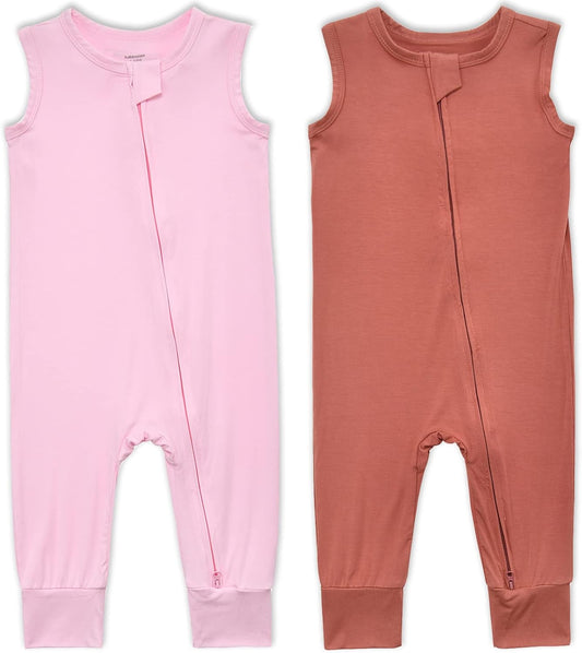 Baby Sleeveless Romper Zipper Toddler Summer Jumpsuit Rayon Outfits Infant Footless Pajamas 0-24m