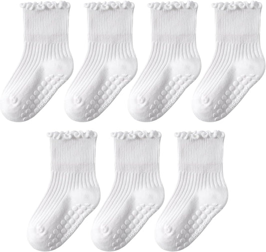 Baby Non Slip Ankle Socks with Grippers for 0 Months-7 Years Old Walking Socks