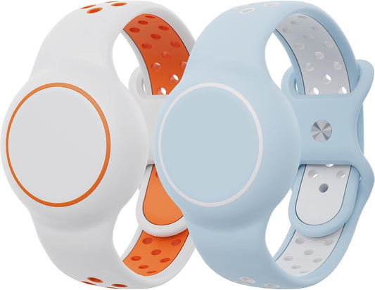 Waterproof Bracelets Compatible with AirTag for Kids, 2 Packs Silicone Holder with Hidden Cover Design Wristband Compatible with AirTag for Child, Breathable GPS Tracker Holder for Kids LBPO