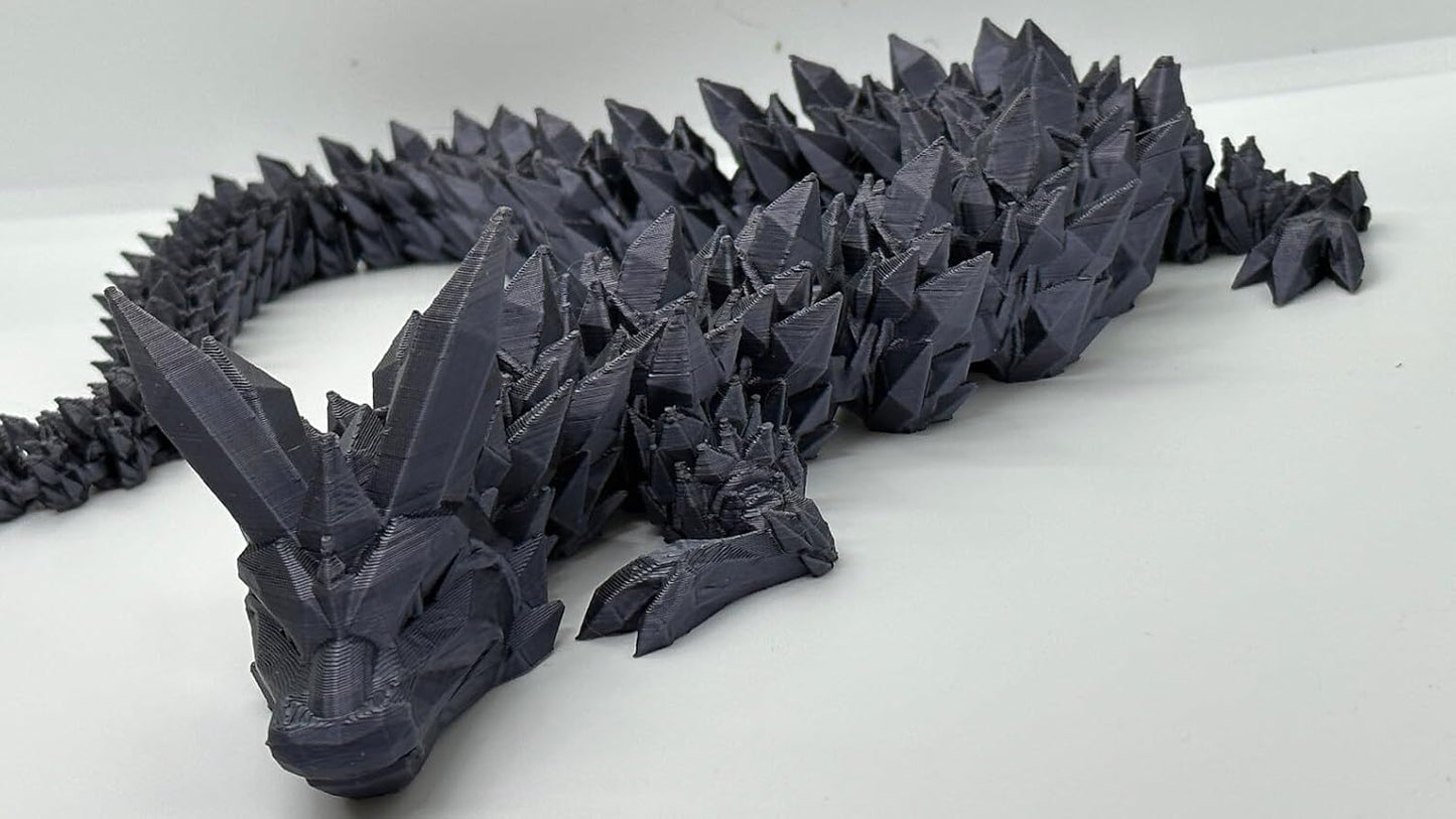 Crystal Dragon - Articulated Flexi Dragon - 3D Printed Gift (Baby, Black)