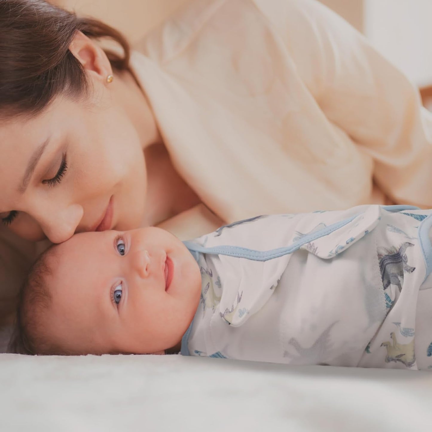 Baby Swaddle Sacks, 3-Pack Newborn Organic Cotton Swaddle Wrap, Adjustable Swaddling Blankets, Nursery Swaddling Essentials for Newborn 0-3 Months, Infant Shower Items Gift (Dinosaur & Forest)