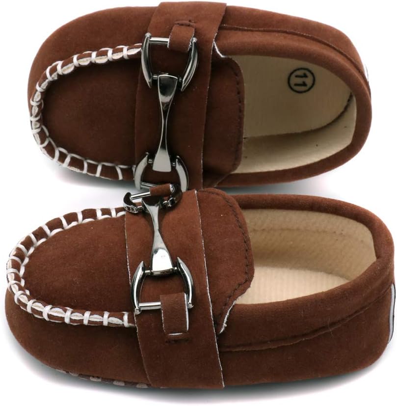 LONSOEN Baby Girls Boys Loafers Prewalker Dress Crib Shoes