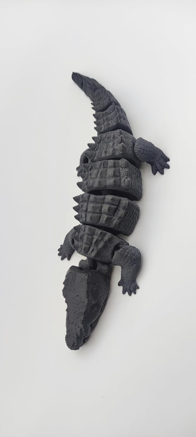 3D Printed Crocodile 3D Printed Toy 3D Printed Animals 3D Printed Stuff 3D Printed Fidget Toys Home Office Executive Desk Decor (Black)