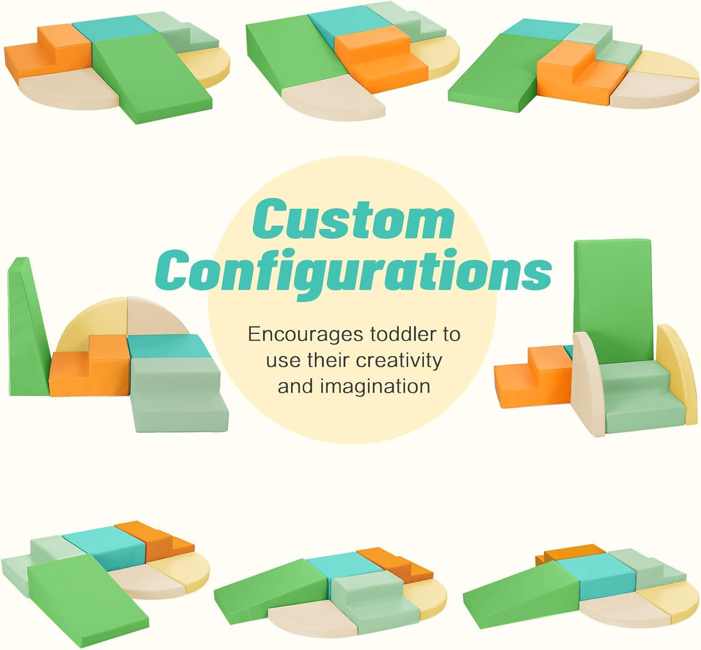 6-Piece Soft PU Leather Toddlers Climbing Toys, Baby Foam Climbing Blocks for Toddlers 3, Indoor Climb and Crawl Activity Play Set, Foam Play Gym Climbing Structures (Orange and Green)