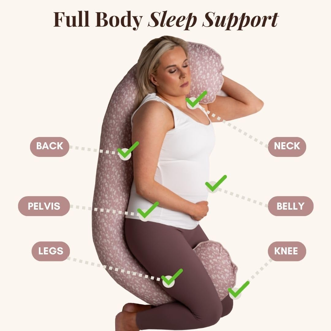 BellaMoon C Shaped Pregnancy Pillow for Sleeping (55 Inch) Maternity Body Pillow with Cooling Cover Soft Support for Women, Back, Legs, Belly C Pillow for Side Sleeping & Full Body Pillows for Adults