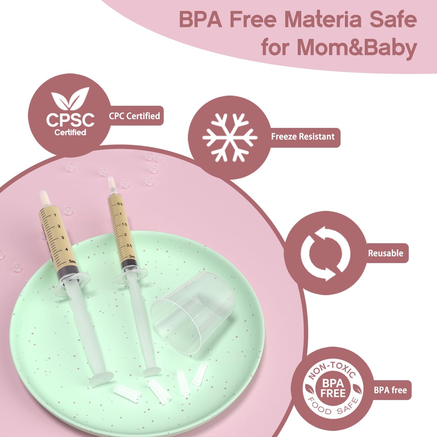 60 Sets 1/3/5Ml Colostrum Collector Kit Include 1/3/5ml*20 No Needle Sterile Syringes with Cap, 4 Measuring Cup, 6 Zip-Lock Storage Bags, 60 Labels for Breast Milk Collector