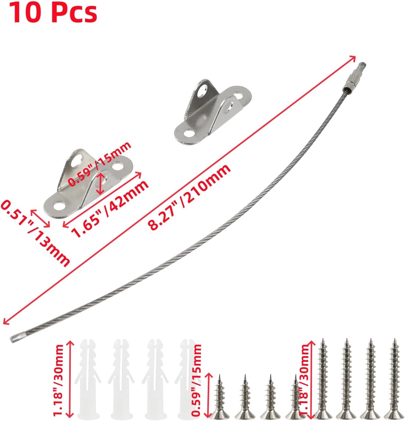 Oedema 10 Pcs Furniture Anchors Furniture Wall Anchors Anti Tip Furniture Straps Furniture Dresser Wall Safety Anchor, Silver