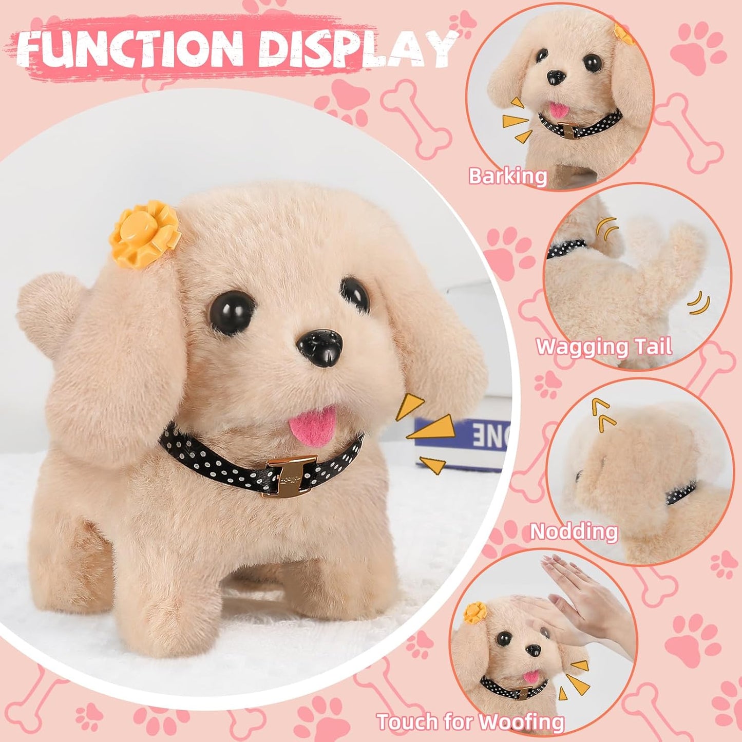 16 Pcs Robot Dog Toys for Girls, Toys for 3 4 5 6 7 8 Year Old Girls Kids Boys, Realistic Robot Puppy Toys for 5-7 6-8, Ideas Birthday Gifts for Girl 3 4 5 6 Year Old