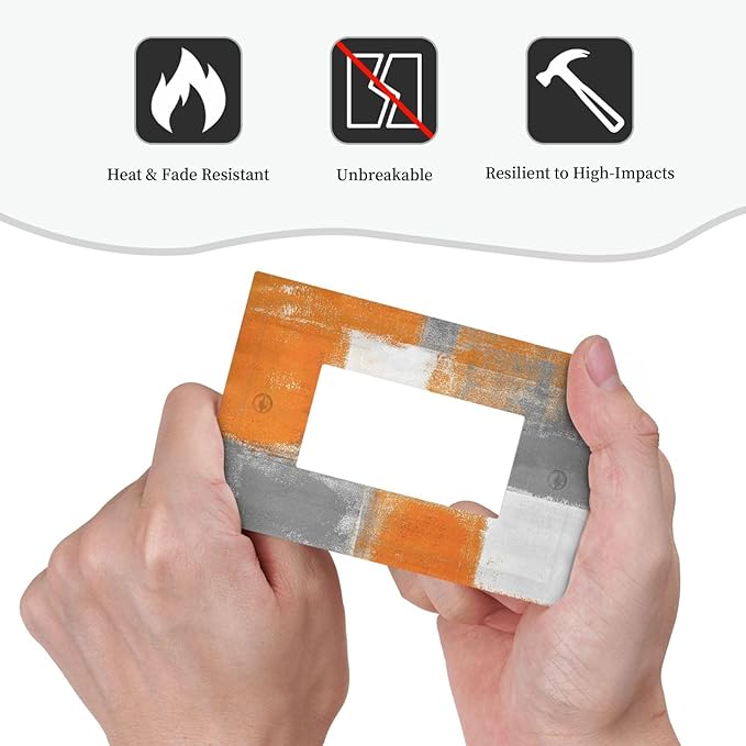 1 Gang Single GFCI/Decorator Rocker Outlet Light Switch Wall Plate Cover Rustic Burnt Gray Orange Grey Beige Geometric Abstract Art Oil Paint Grunge Decorative One Device Electrical Faceplate Dimmer