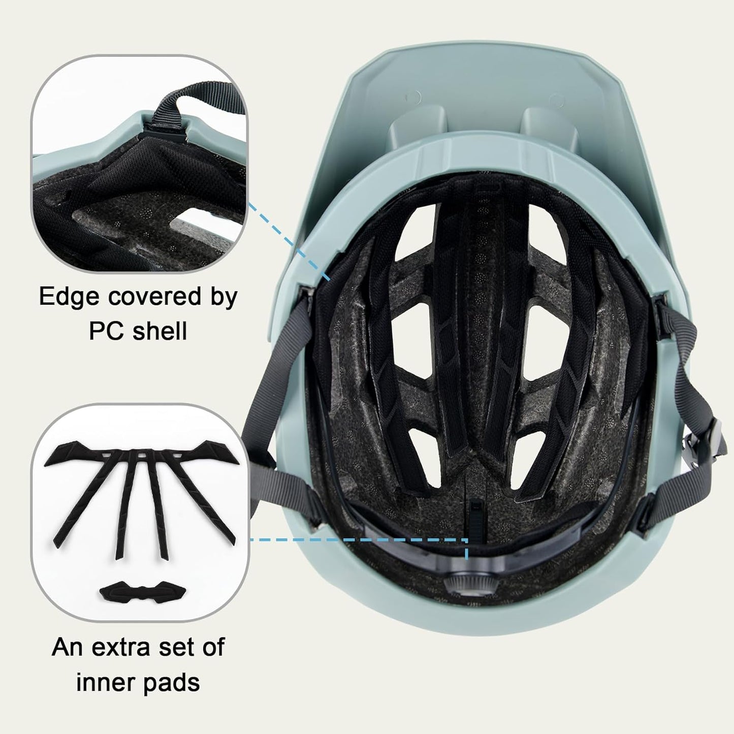 Bike Helmet for Adult & Youth, Lightweight MTB Helmet with Adjustable Visor for Mountain/Road Cycling, 2 Sizes for Men Women Boys Girls