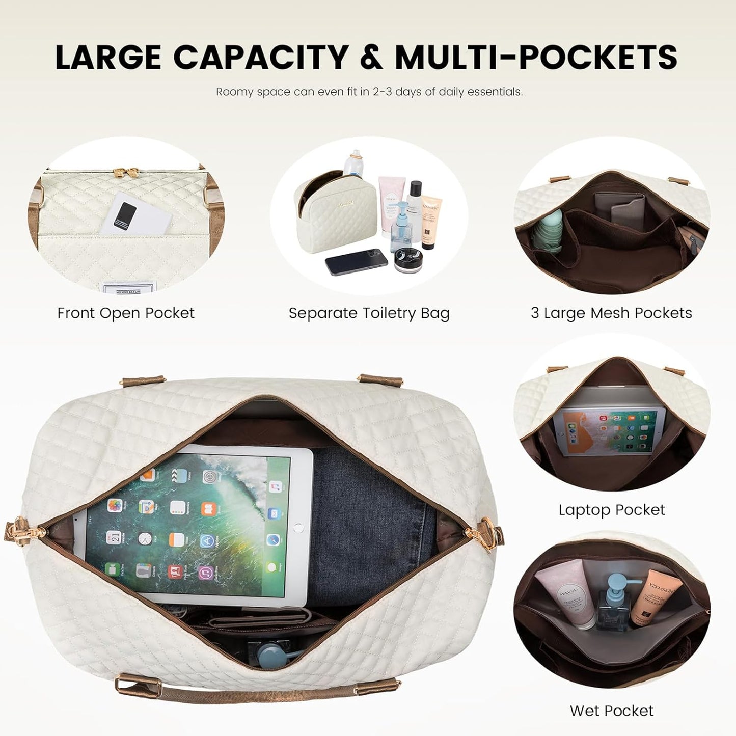 LOVEVOOK Travel Duffle Bag,Weekender Bags for Women with Shoe Compartment，Carry on Overnight Bag with Toiletry Bag,Gym Duffel Bag with Wet Pocket, Hospital Bags for Labor and Delivery