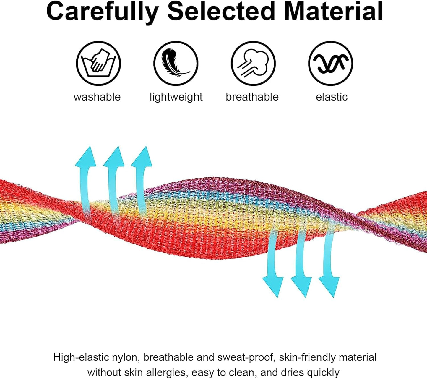 2 Pack AirTag Bracelet for Kids, Apple Air Tag Protective Cover with Nylon Wristband, Anti Lost GPS Trackers Case Cover Elastic Watch Band for Toddlers Girls Boys Elders (Rainbow,Blue)