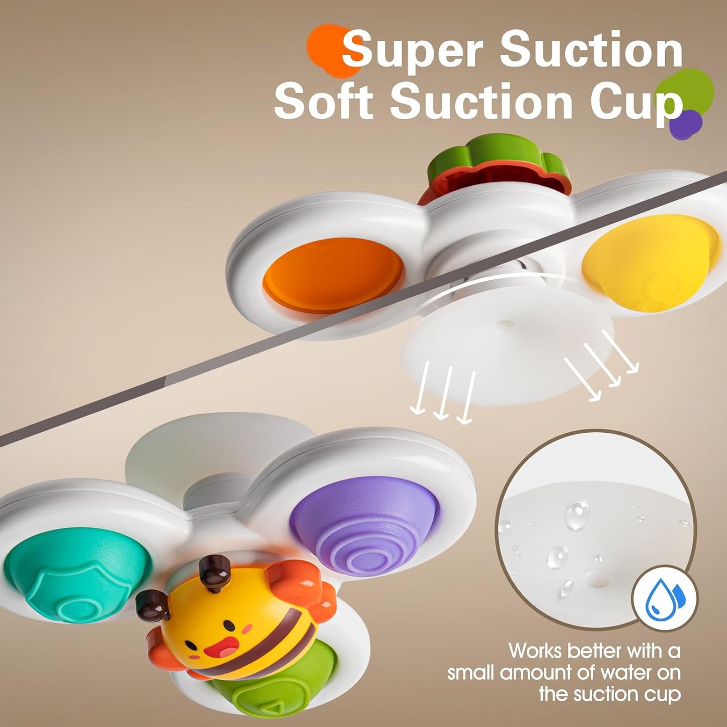 TOHIBEE 3PCS Suction Cup Spinner Toys for 1 2 Year Old Boys Spinning Toys 12-18 Months Sensory Toys for Toddlers 1-3 First Birthday Baby Gifts for Girls