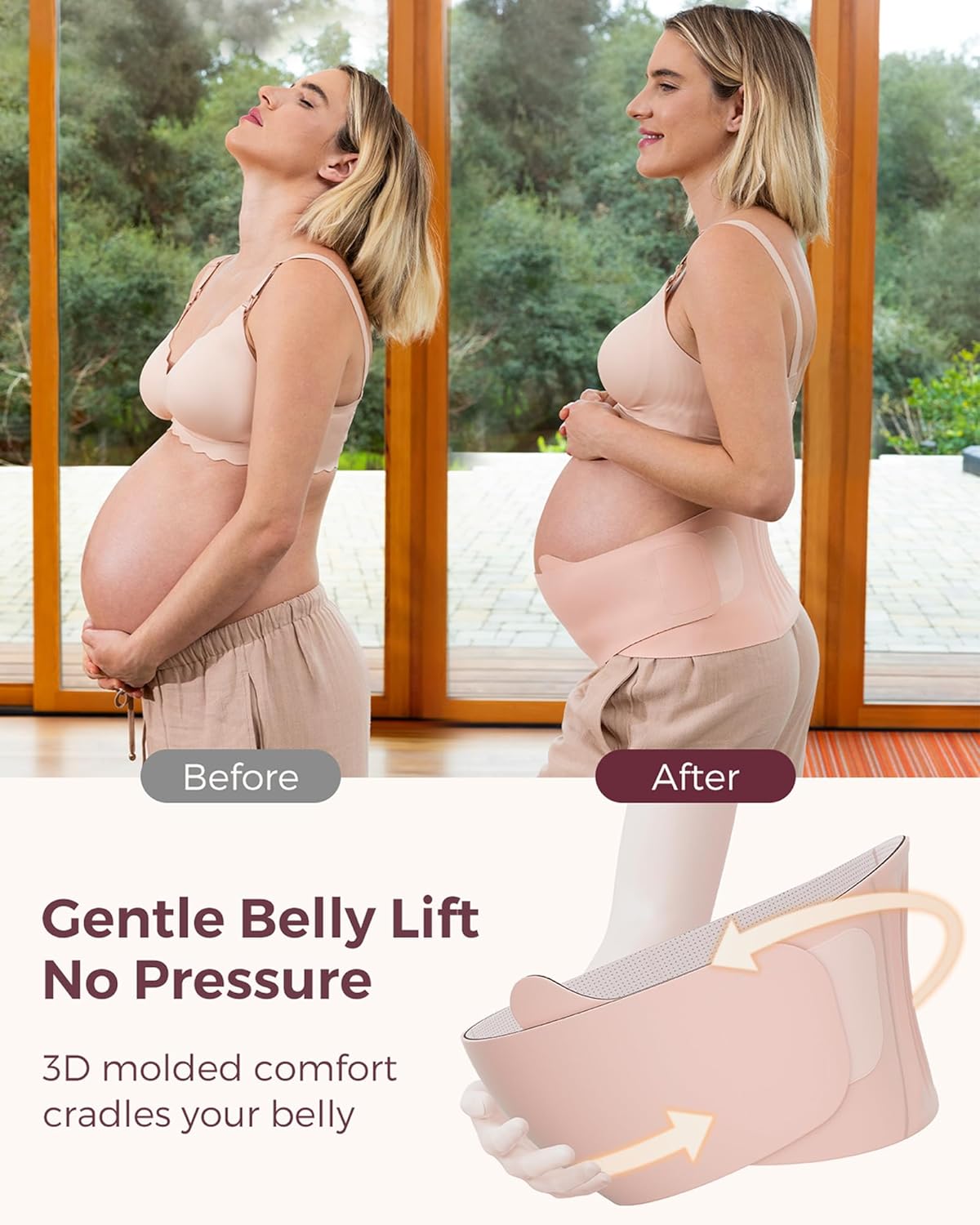 Momcozy Belly Bands for Pregnant Women, One-Piece & Portable Pregnancy Belly Band with Ergonest Back Support & Breathable Fabric – Adjustable Maternity Belt for Small/Round/High-Carrying Belly