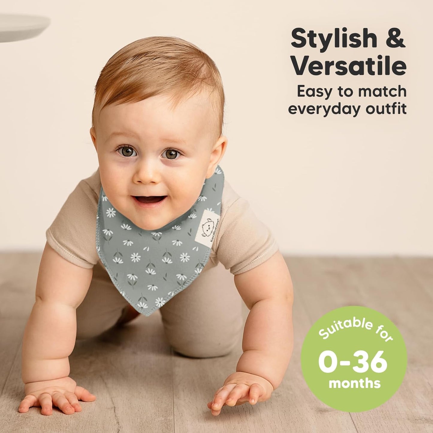 8-Pack Organic Baby Bandana Bibs for Girls - Super Absorbent Triangle Baby Bibs for Drooling and Teething Infant, 100% Cotton Extra Soft for Newborn, Infant 0-36 Months (Fleur)