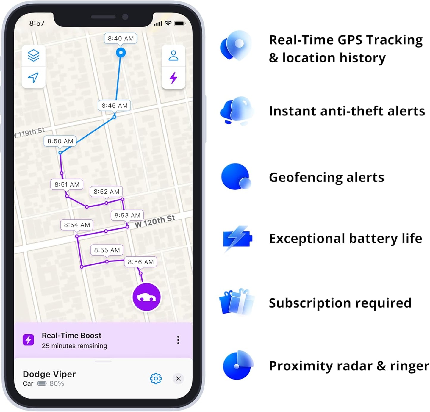 GPS Tracker PRO - Real-Time Location - No Included Subscription - for Cars, Motorcycles, Bicycles, Children - Motion and Tilt Alerts - 4G LTE-M Network - Up to 3 Months of Battery Life