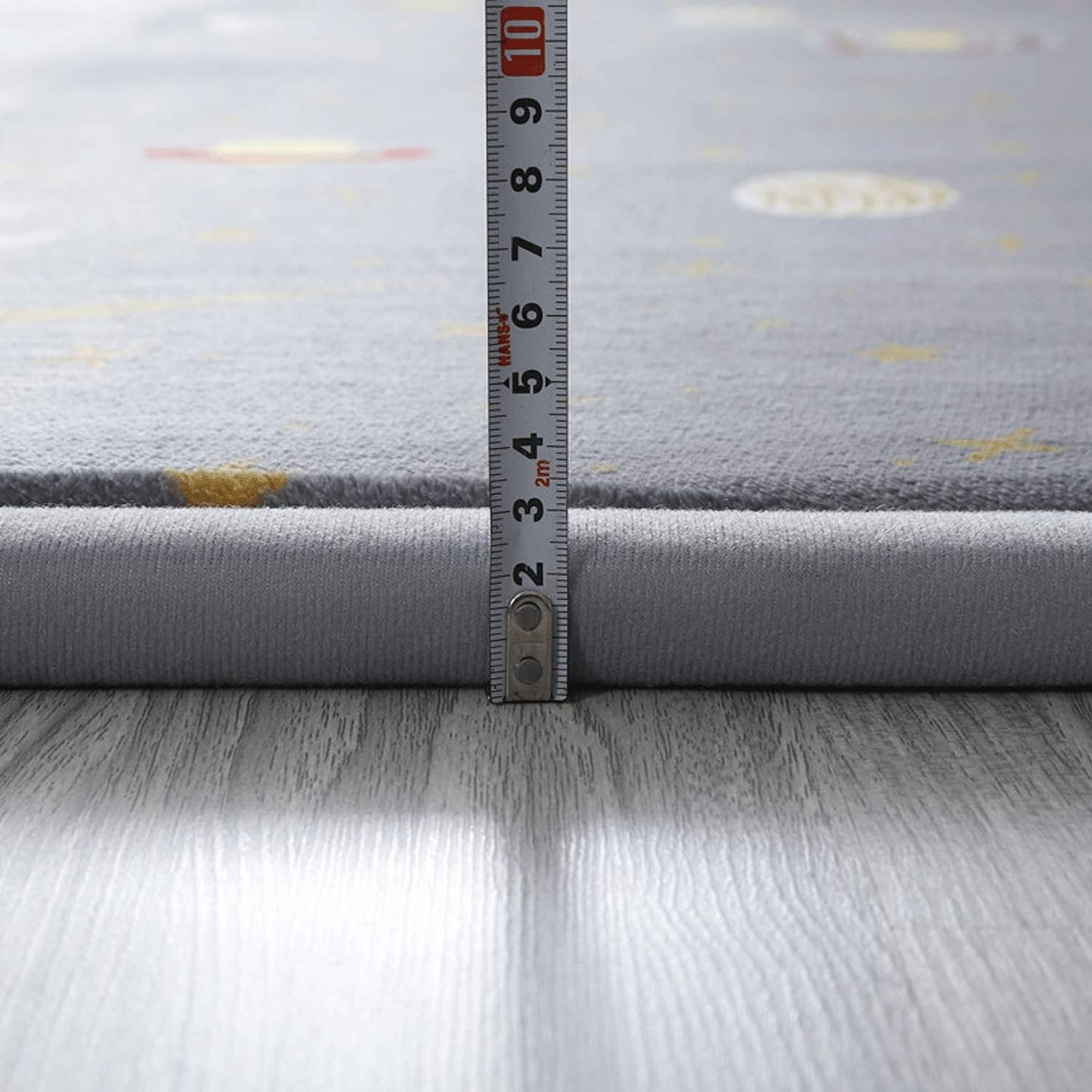 Loartee Coral Velvet Area Rug - 1" Thick Memory Foam Baby Play Mat, Washable Toddler Carpet, Home Decor for Living Room, Nursery, Kids Bedroom, Astral Gray, 6'7"x7'10"