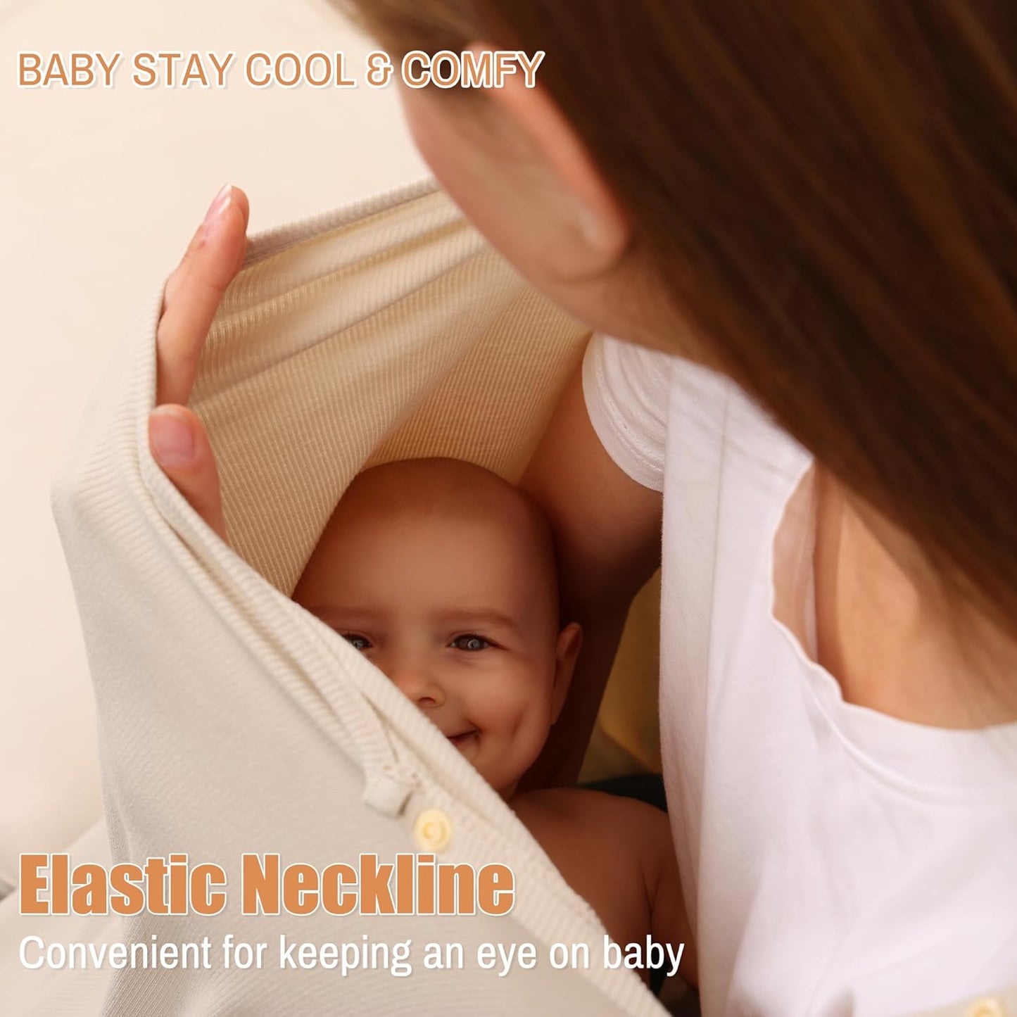 Nursing Cover for Breastfeeding- Viscose from Bamboo Ribbed Covers for Baby Breast Feeding, Full Coverage Privacy, Soft & Breathable Nursing Covers, Multi-Use Shawl Car Seat Cover