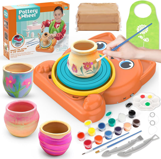 Pottery Wheel for Kids - Complete Pottery Painting Kit Art Supplies Arts and Crafts for Girls Boy Kids Toy, Birthday Halloween Christmas Gift for Kids Ages 6 7 8 9 10 11 12+, (Dog)