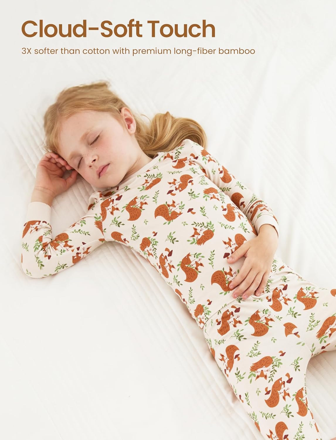 PATPAT Bamboo Viscose Pajama Set for Toddlers with Improved Tensile Strength, Snug Fit Pjs Sleeper for Baby Boys Girls Kids