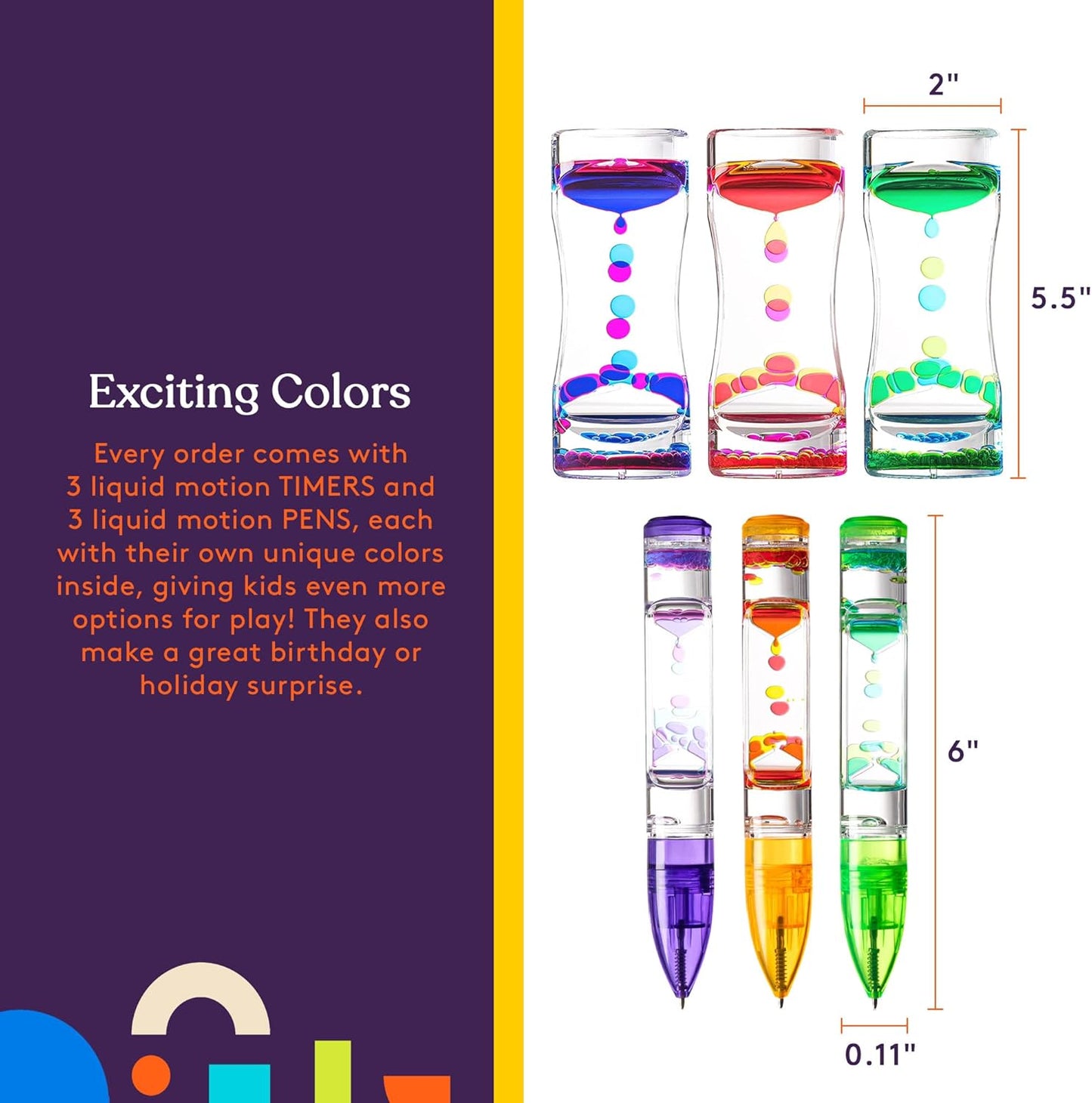 Special Supplies Liquid Motion Bubbler Toys (3-Pens/3-Timers, Pack of 3 Pens and 3 Timers, 3-Pens/3-Timers)