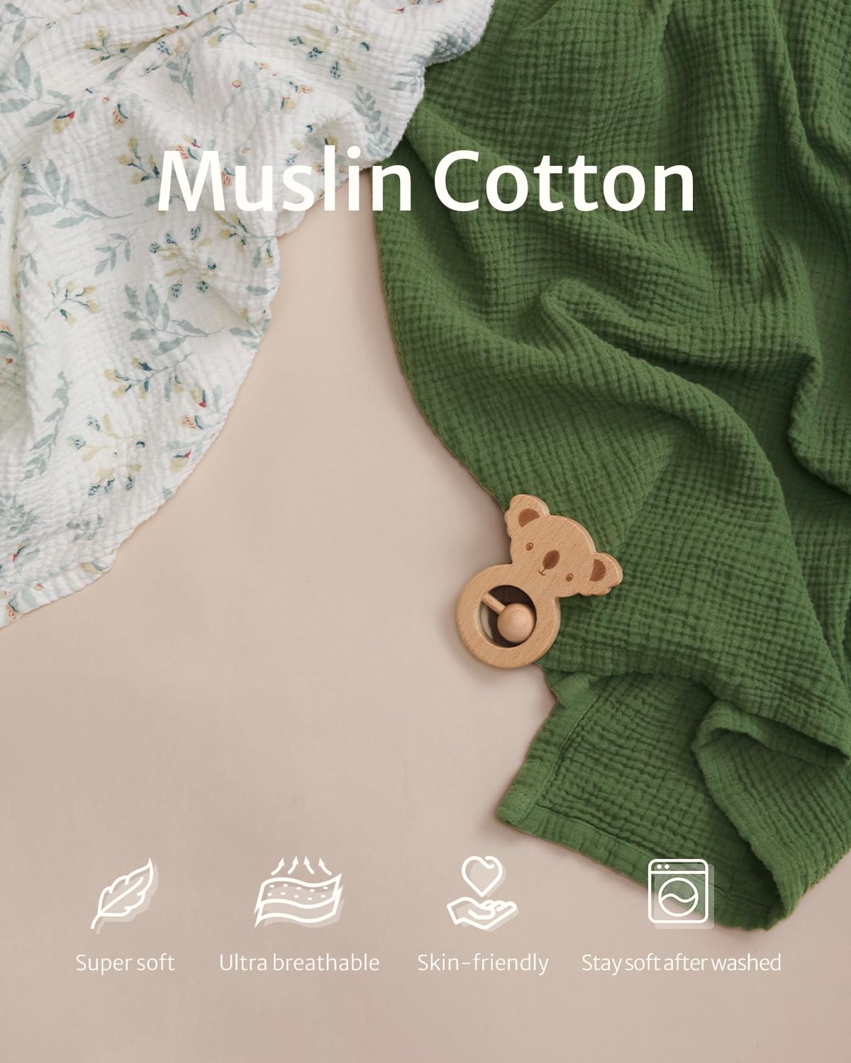 Blissful Diary Muslin Nursing Cover for Breastfeeding, Breathable Breastfeeding Cover up with Arch Neckline for Women, Nursing Apron (Botanical Leaf)