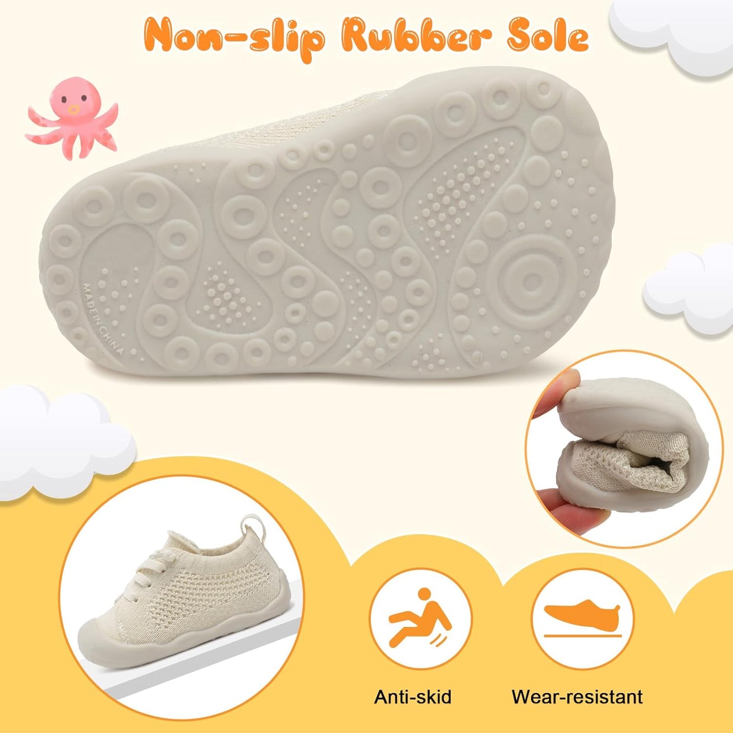 JIASUQI Baby Shoes for Toddler Boys Girls Sneakers Slip on Walking Shoes for Babies