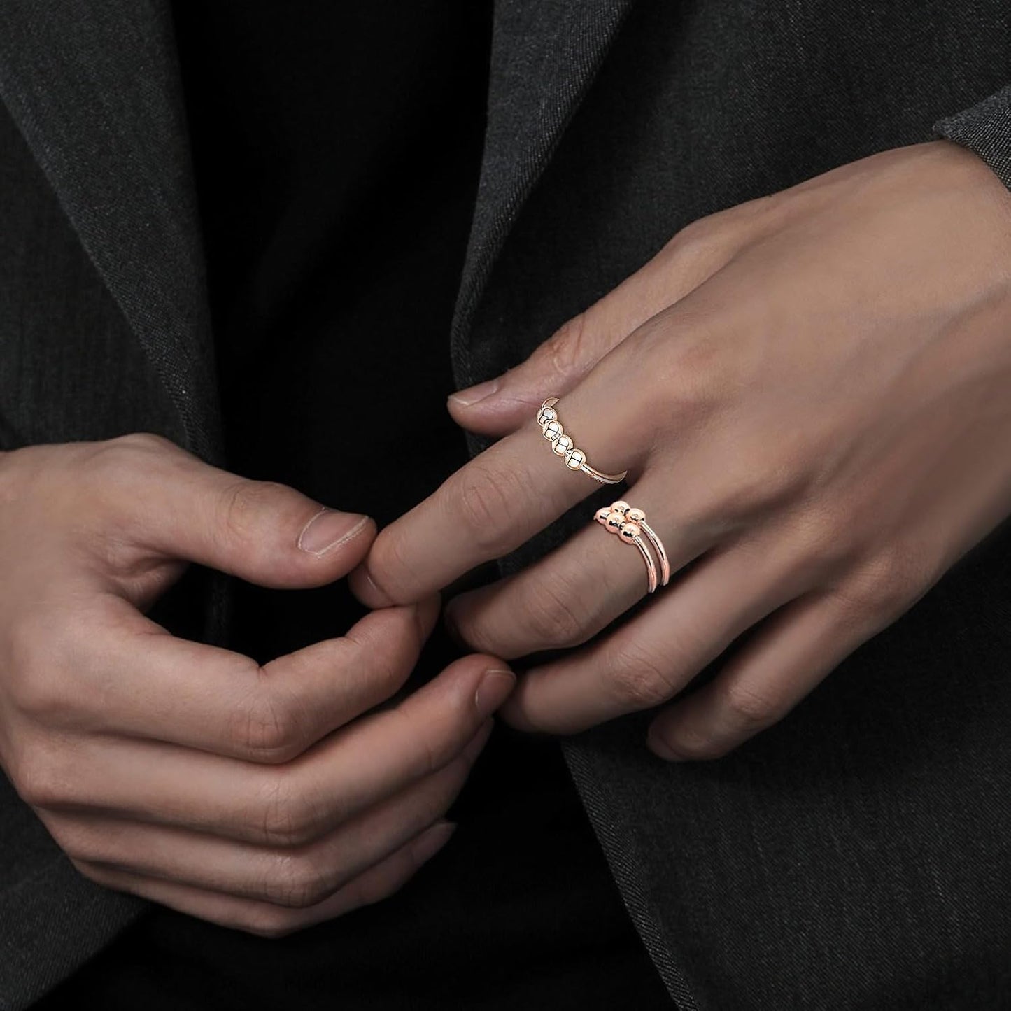 INFUSEU Funny Spinner Fidget Rings for Women Girls Anti Anxiety Stress Worry, Adjustable Size