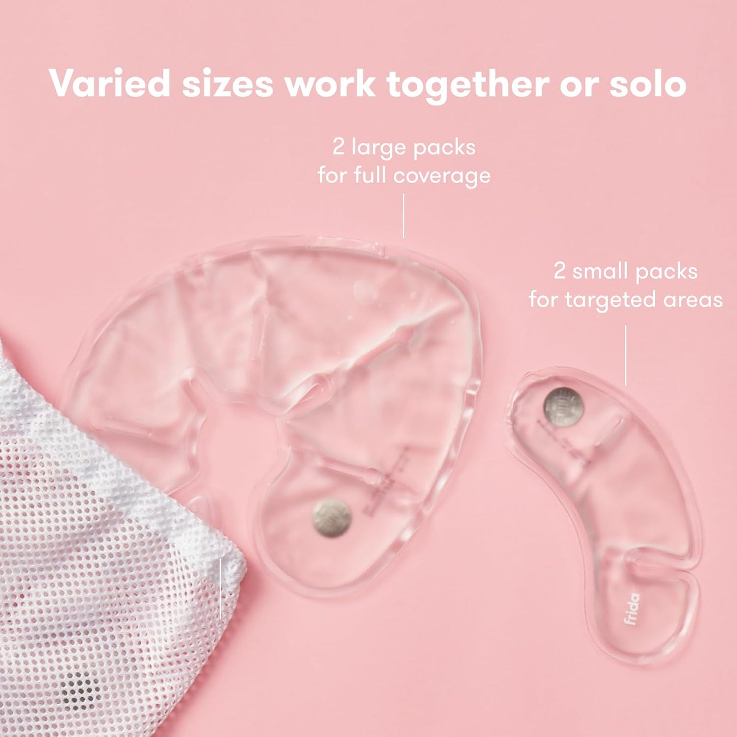 Frida Mom Instant Heating Pads for Breasts, Reusable Click-to-Heat Relief, Breastfeeding Essentials - 2 Small & 2 Large Heat Pads, 4pc set