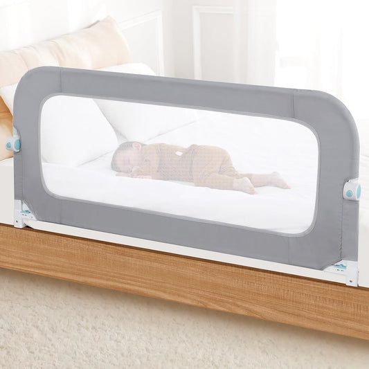 Reinforced Bed Rail for Toddlers – 59’’ Extra Long Safety Guard with Thickened Material, Adjustable & Folding Bed Rails for Twin, Full, Queen, King Beds