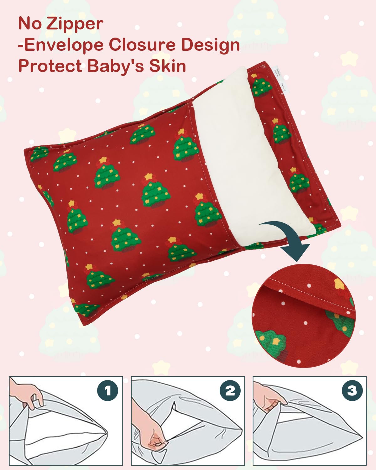 ALVABABY Toddler Pillowcases Stretchy Soft Kids Pillow Cover 2 Pack Fit 13"x 18" or 12"x16" Envelope for Girl Boy Sleepy Travel Christmas 2TPE37A