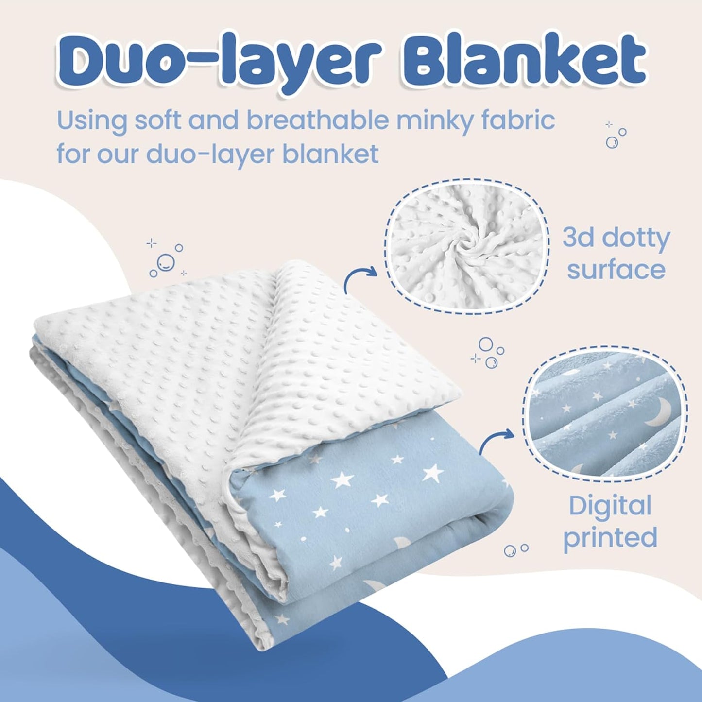 Star Baby Blanket 30 x 40 Inches for Boys Girls, Soft Plush Receiving Blanket with Dotted Back, Gift for Toddler Newborn Infant Christmas Birthday Baby Shower