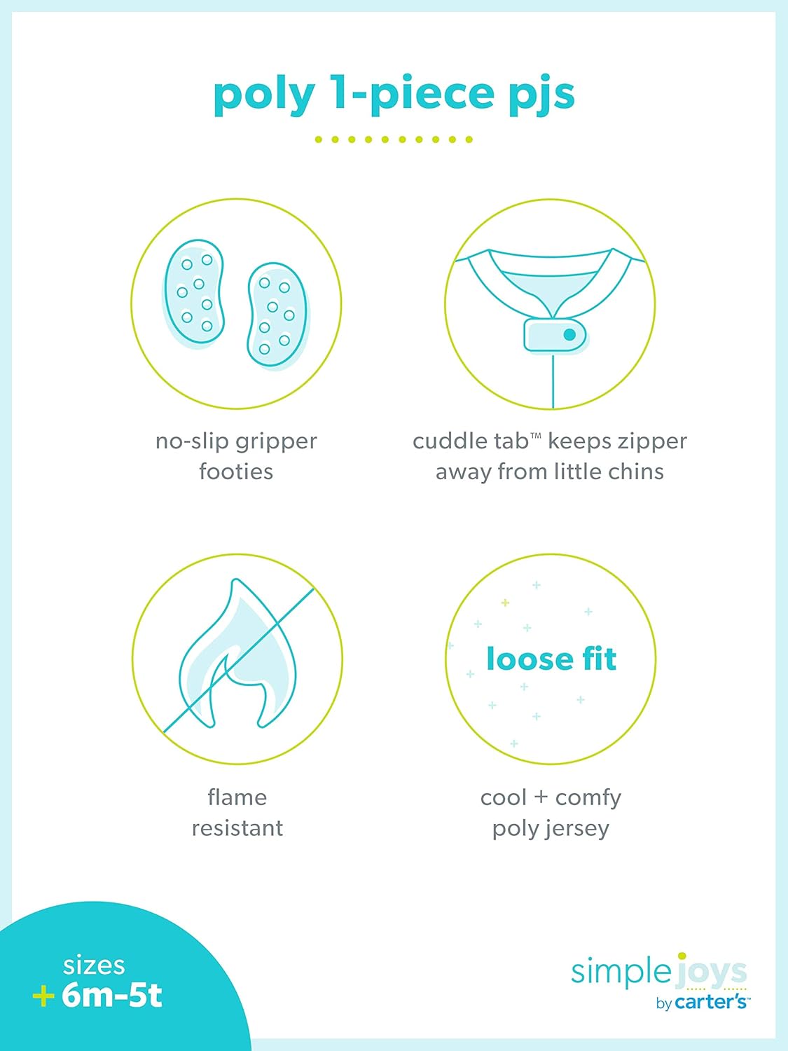 Simple Joys by Carter's Toddlers and Baby Boys' Loose-Fit Flame Resistant Fleece Footed Pajamas, Pack of 3