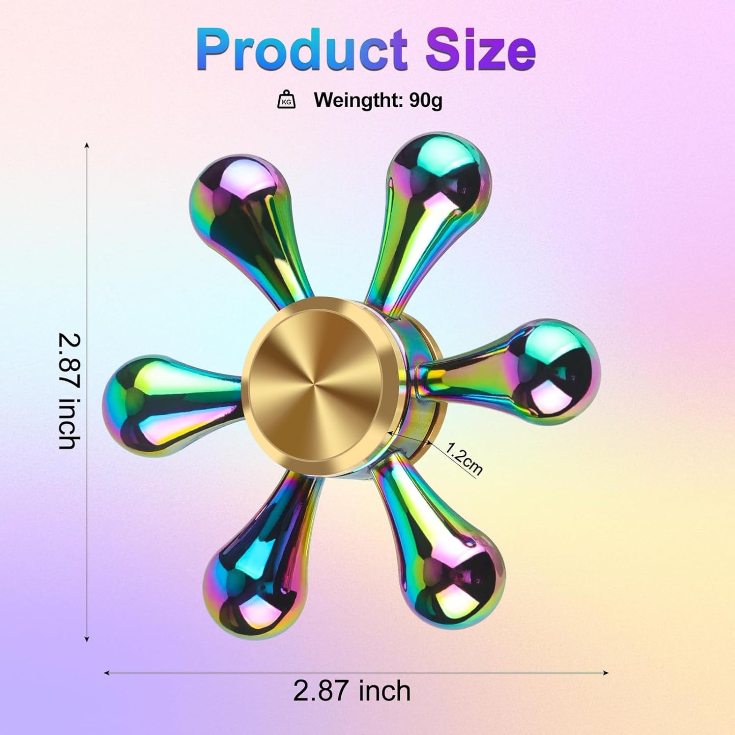 ATESSON Fidget Spinners Toy,Ultra Durable Stainless Steel Bearing High Speed 2-5 Min Precision Brass Metal Finger Spinner,EDC ADHD Stress Relief Anxiety Relieves Reducer for Kids and Adults