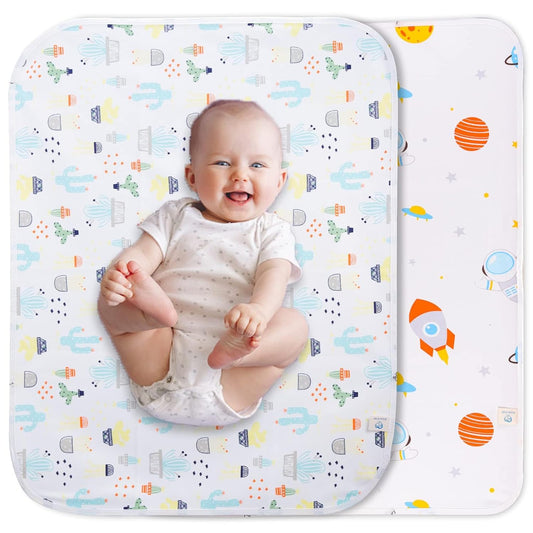 Baby Changing Pad Changing Table Pads Waterproof Large Size 37.5x27.5 Inch Portable Diaper Changing mat Liners Reusable Washable Mattress Protector for Girls & Boys 2 Pack