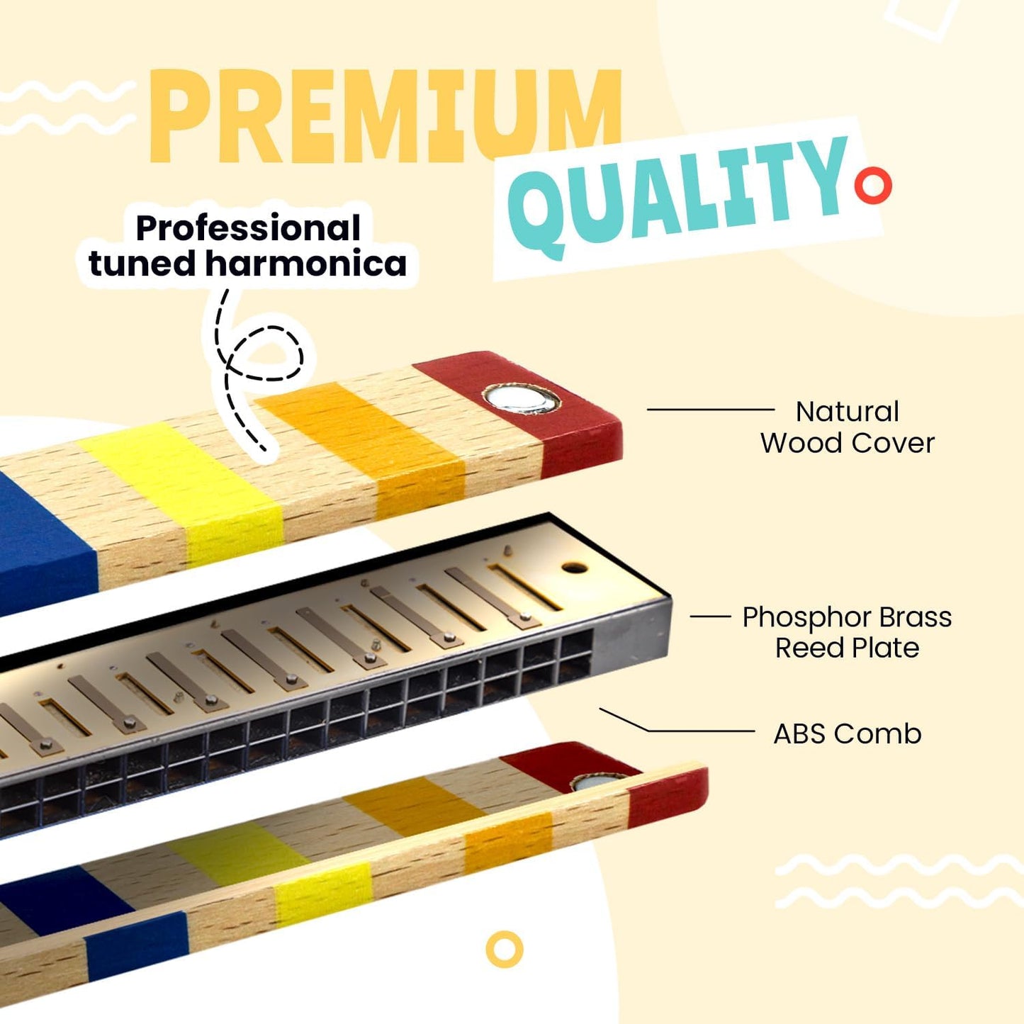 Stoie's Wooden Kids Musical Instruments for 1-5 Years Old, Baby Percussion Toys with Xylophone, Maracas, Tambourine, Durable, Safe to Play, Clear Sound, Bright Rainbow Colors, with a Storage Backpack