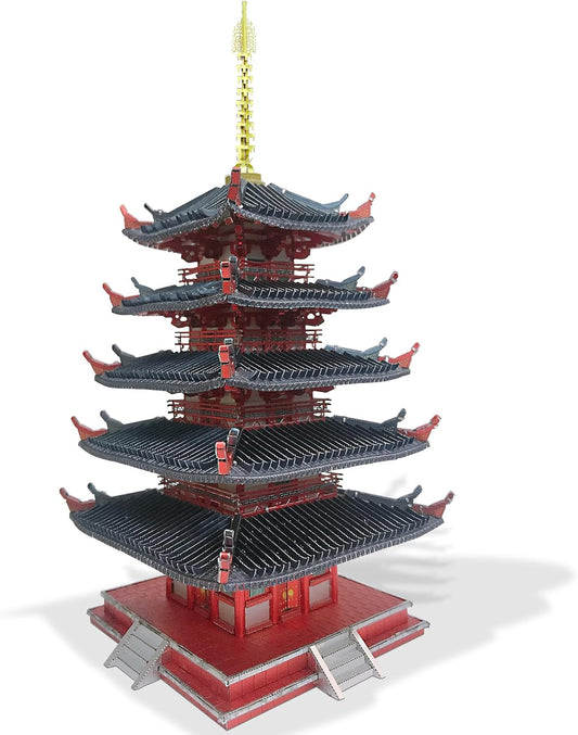 Piececool Metal 3D Puzzles for Adults, Five-storied Pagoda Model Kits, Challenging Japanese Architecture Building DIY Models Puzzles Desk Decoration Best Gifts for Boyfriend Dad