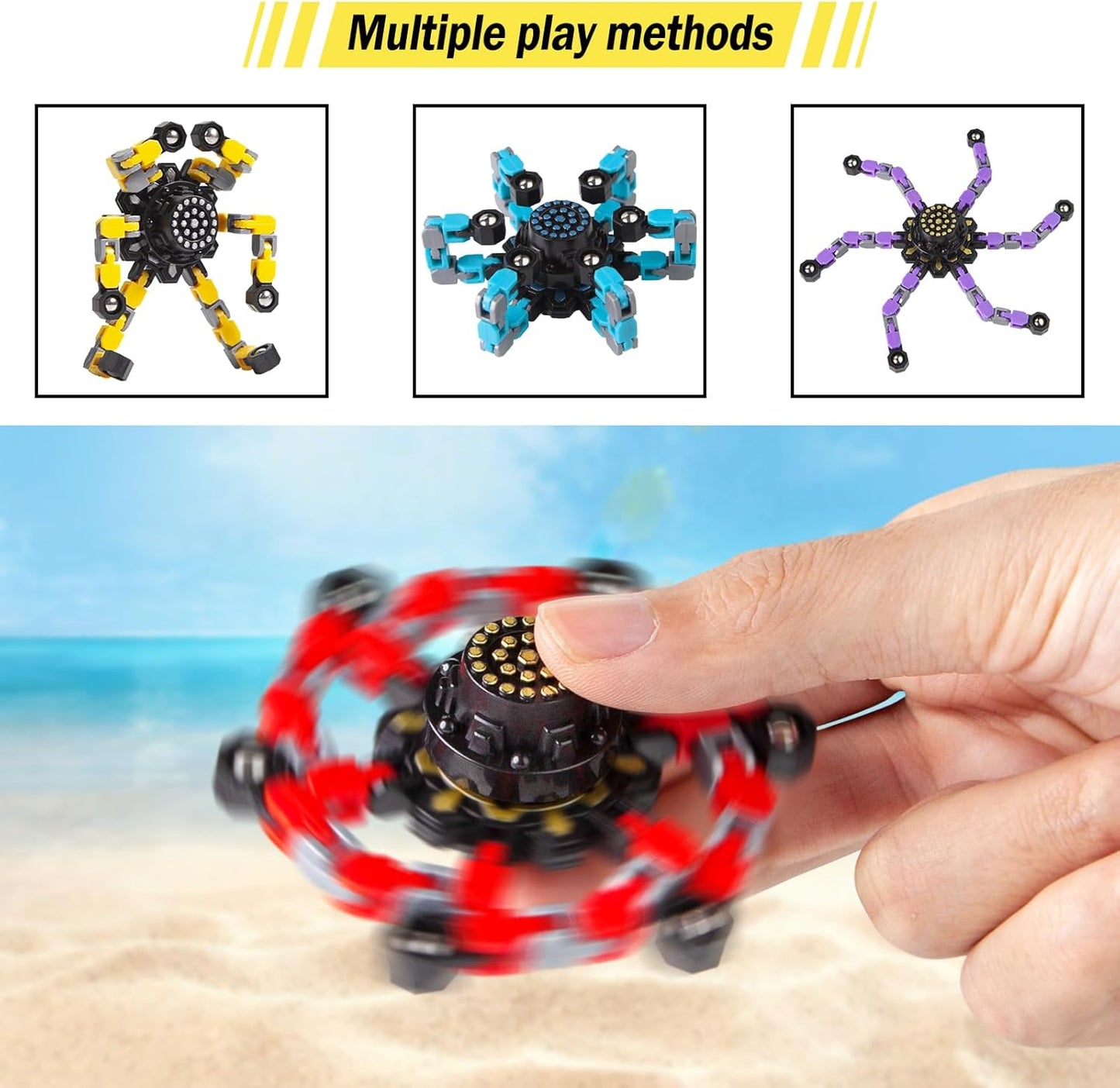 Transformable Fidget Spinners 2 Pcs for Kids and Adults Stress Relief Sensory Toys for Boys and Girls Fingertip Gyros for ADHD Autism for Kids