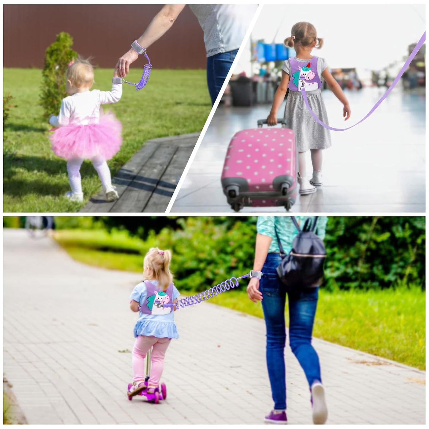 Toddler Leash-Baby Walking Safty Harness and Child Anti Lost Wrist Link for Girls/Boys Travel (Purple)